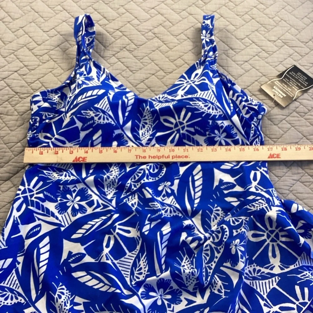 Maxine of Hollywood NWT Blue and White Blueberry One Piece Swimsuit Sz 20W